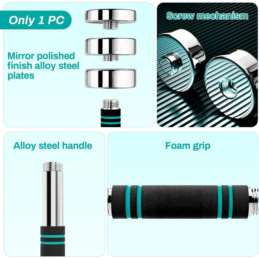 Single Steel Adjustable Dumbbell, 10lb Free Weight Single Dumbbell, Non-Slip and Comfortable Foam Handle, Adjustable Single Dumb