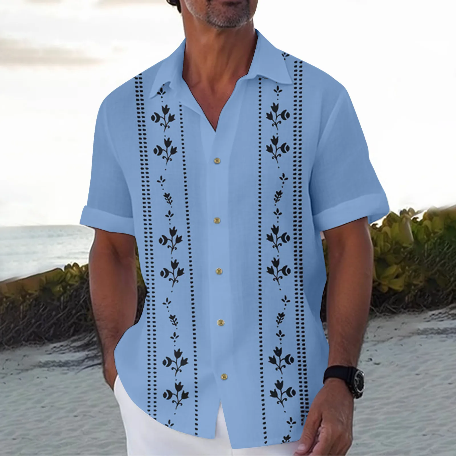 Simple Fashion Men's Shirt 3d Print Short Sleeved Shirts For Men Hawaiian Shirts Beach Casual Male Clothing 2024 New Lapel Shirt 5