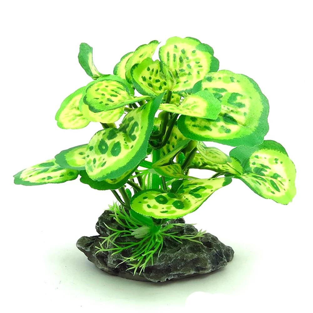 Simulated Reptile Plants For Terrarium Decor, Realistic Artificial Water Plants With Base Amphibian Habitat Decoration