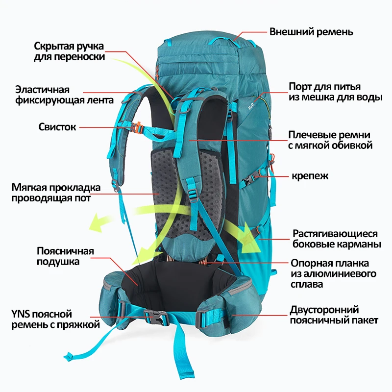 Naturehike-Camping Caminhadas Mochila, 55L, 65L, Grande Capacidade, Frame Externo, Trekking, Montanhismo, Escalada Bag