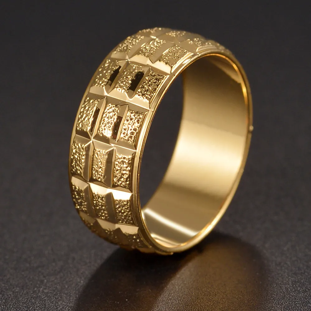 8mm Fashion Men Rings acciaio inossidabile placcato oro fedi nuziali irregolari anniversario gioielli classici per uomo regalo per feste