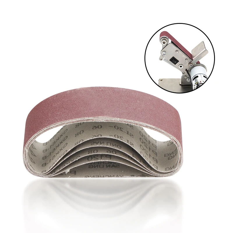 Premium Sanding Belt Set - 5-Pack, 65x410mm, Assorted Grits for Wood and Metal Polishing