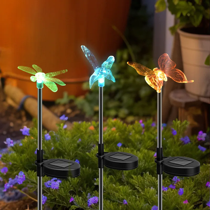 Solar Lawn Lights Butterfly Dragonfly Bird Colored LED Decorative Lighting Outdoor Waterproof Courtyard Garden Landscape Lights