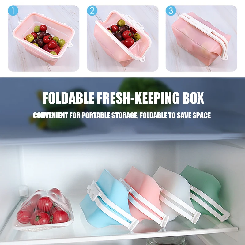 1500ml Fresh-keeping Silicone Bag Silicone Food Bag Foldable Food Storage  Bag Leak Proof Lock Bags Kitchen Organizer Gadgets - AliExpress