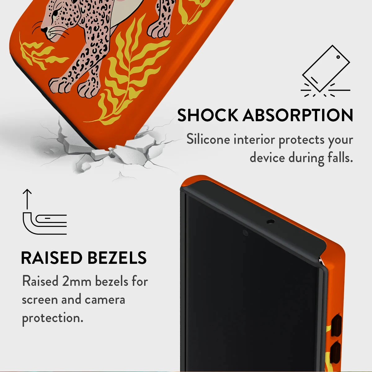 Orange Leopard Shockproof Hard Acrylic Phone Case