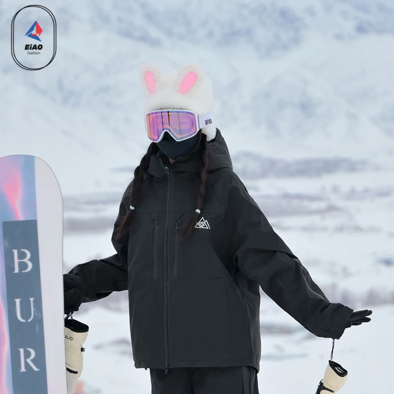 Winter Waterproof Windproof Thermal Ski Jacket for Men Unisex Style Cotton Insulated Thick Warm Snowsports Outdoor Sports Coat