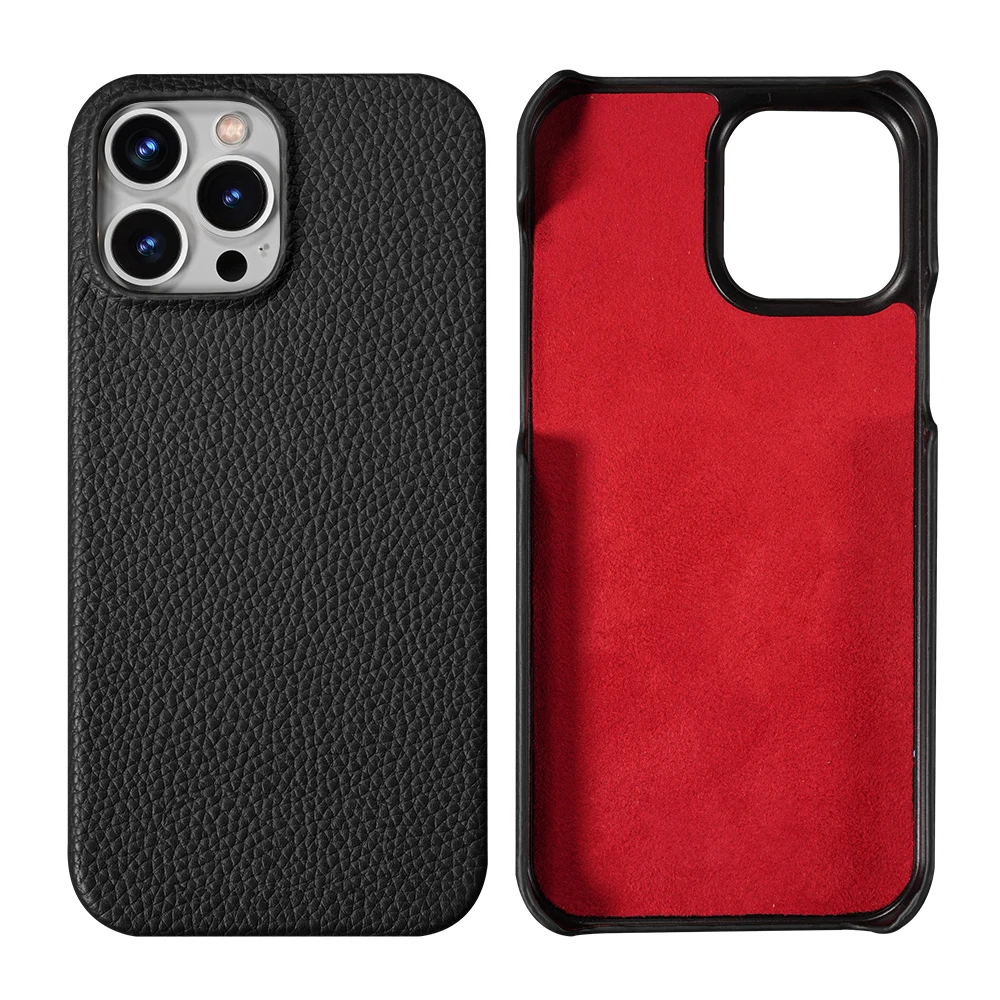 Luxury Lychee Genuine Cowhide Leather Shockproof Phone Case – Clearance Sale