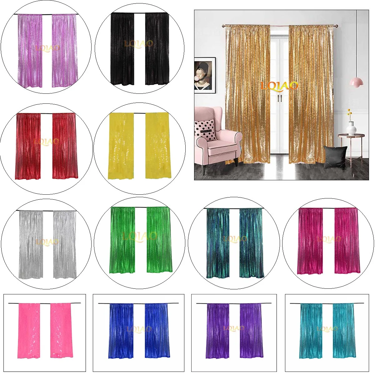 Silver Backdrop Curtain Photo Decorations - 2Pcs 2x8ft Big