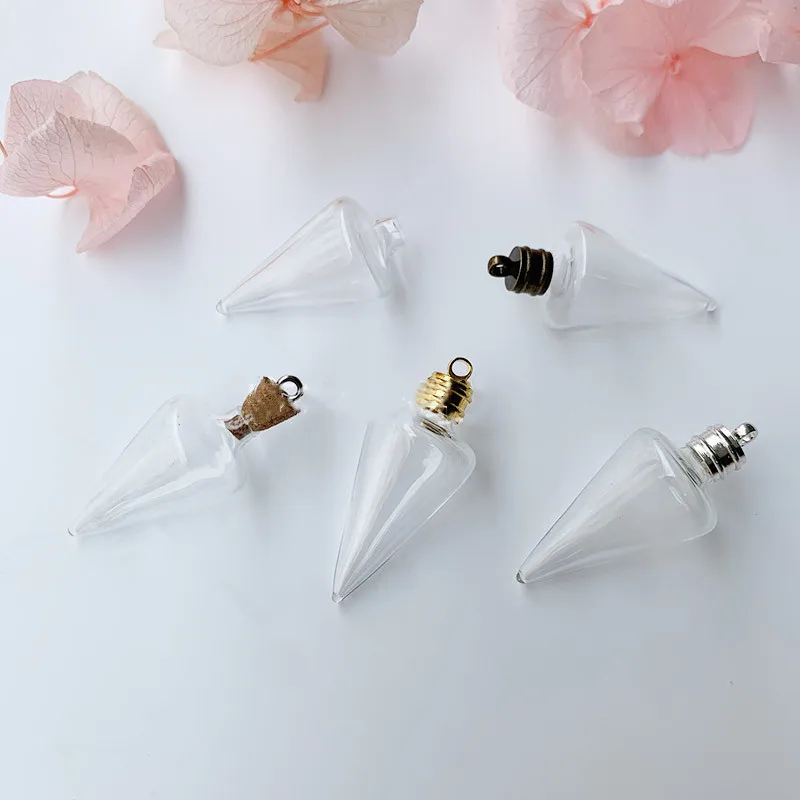 1/3/5X Mini Water Drop Wishing Glass Bottle With Cork/Cap Vial Pendant Handmade Jewelry Findings Glass Globe Vial Pendant Bottle