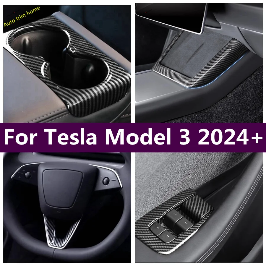 

Window Lift Button / Steering Wheel / Water Cup Holder Panel / Center Central Cover Trim For Tesla Model 3 2024+ Car Accessories