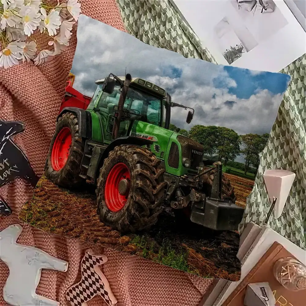 자동차 트랙터 장 방 인테리어 베개 커버 홈 데코 침실 소파 침대 베개 커버 45x45