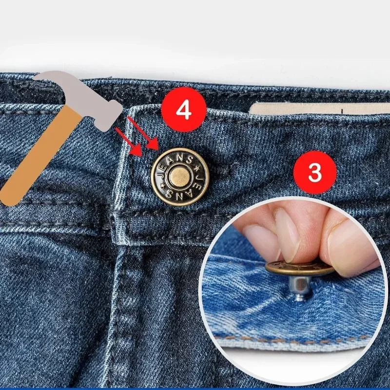 20Pcs/Set Jeans Replacement Buttons Screws 20mm No-Sewing Screw Button Repair Kit No Sew Metal Nailless Removable Jean Buttons 5