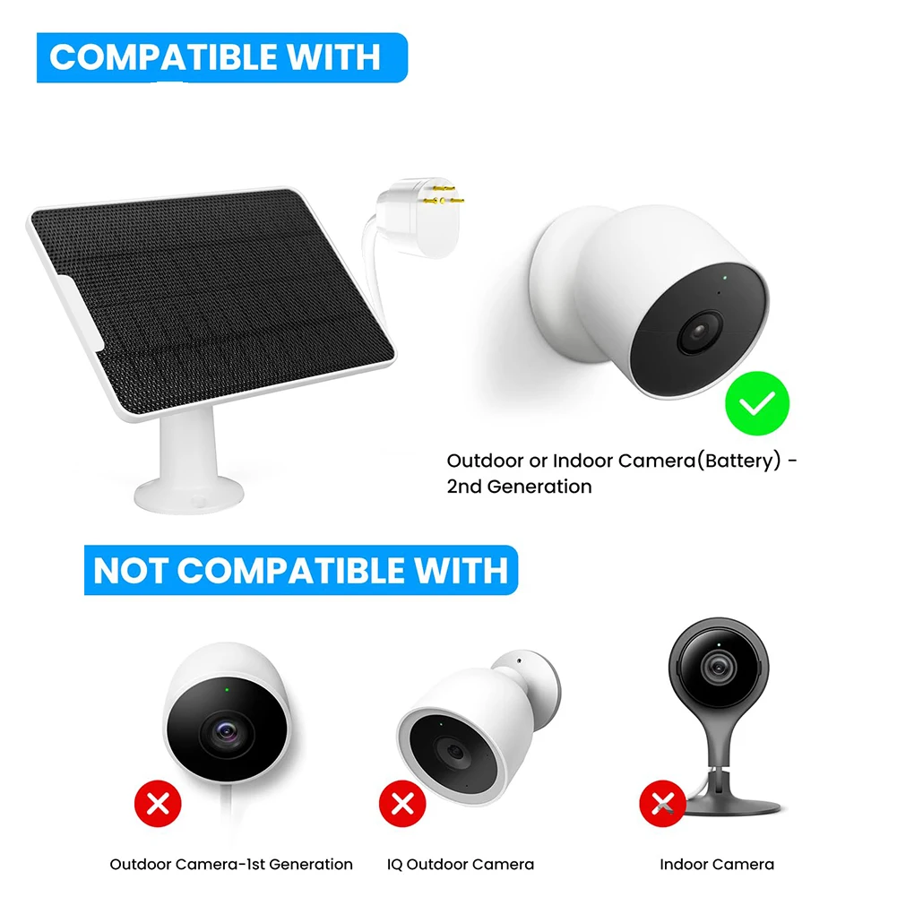 Monocrystalline Solar Panel 10W with Adjustable Rack and Waterproof Design for Google Nest Cam Outdoor Use