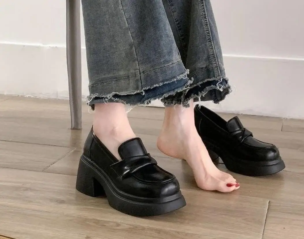 Autumn Spring Fashion Platform High-heeled Shoes Women Shallow Slip On Shoes Pumps Women's Girls Chunky Bottom Shoes Large size