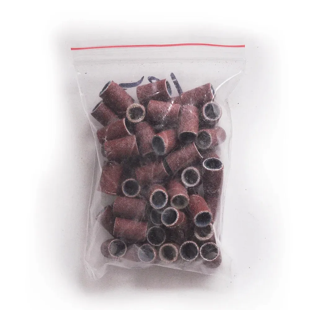 Sanding Cap Bands For Electric Manicure Machine 180/120/80 Grit Nail Drill Grinding Bit Files Pedicure Tool Set