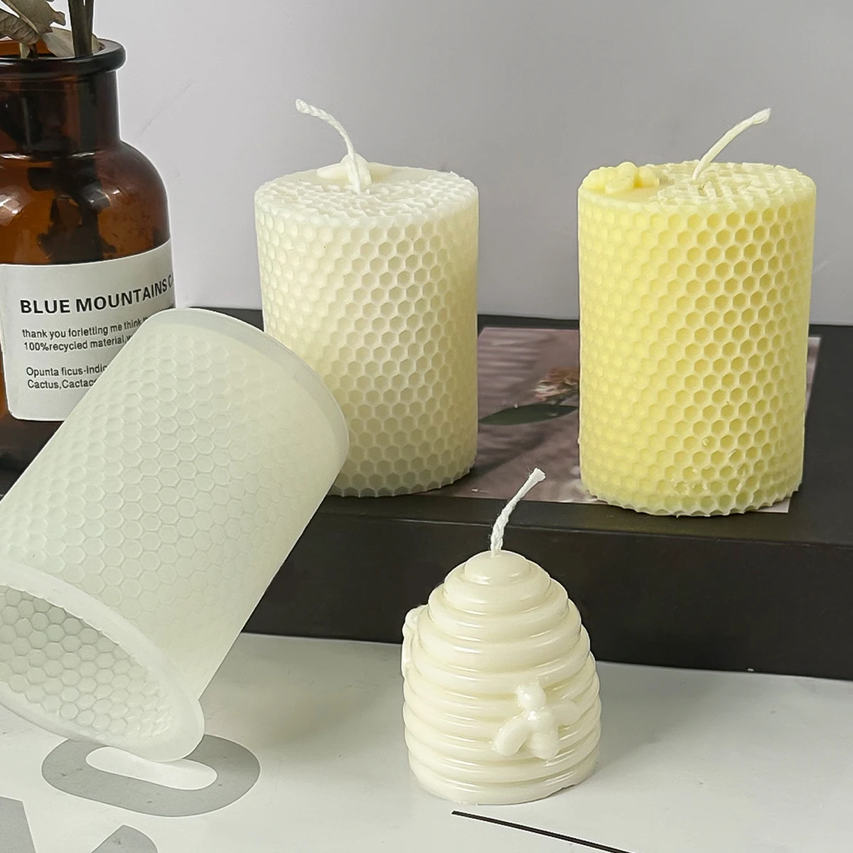 Bee Honeycomb Silicone Mold for DIY Scented Candle Soap Making Wax Mould Plaster Resin Craft Molds Supplies Home Art Decoration