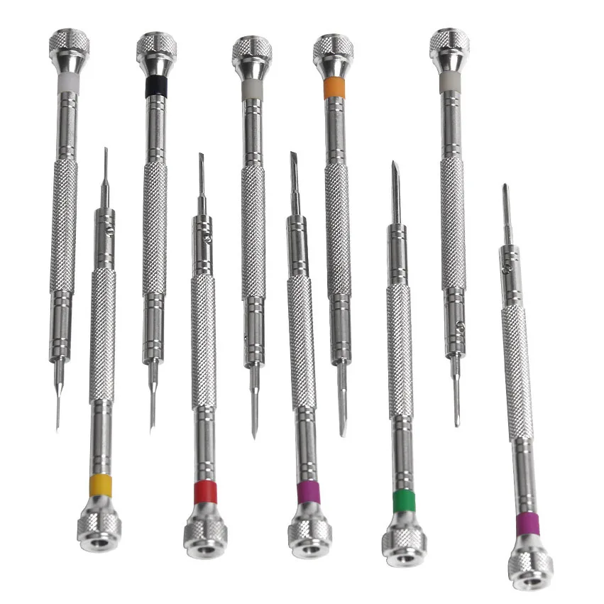 시계 도구 수리 스테인레스 스틸 스크루 드라이버, 0.6-2.0mm 플랫, 1.2mm-1.6mm 크로스 스크루 드라이버, 전문 시계 제작 도구