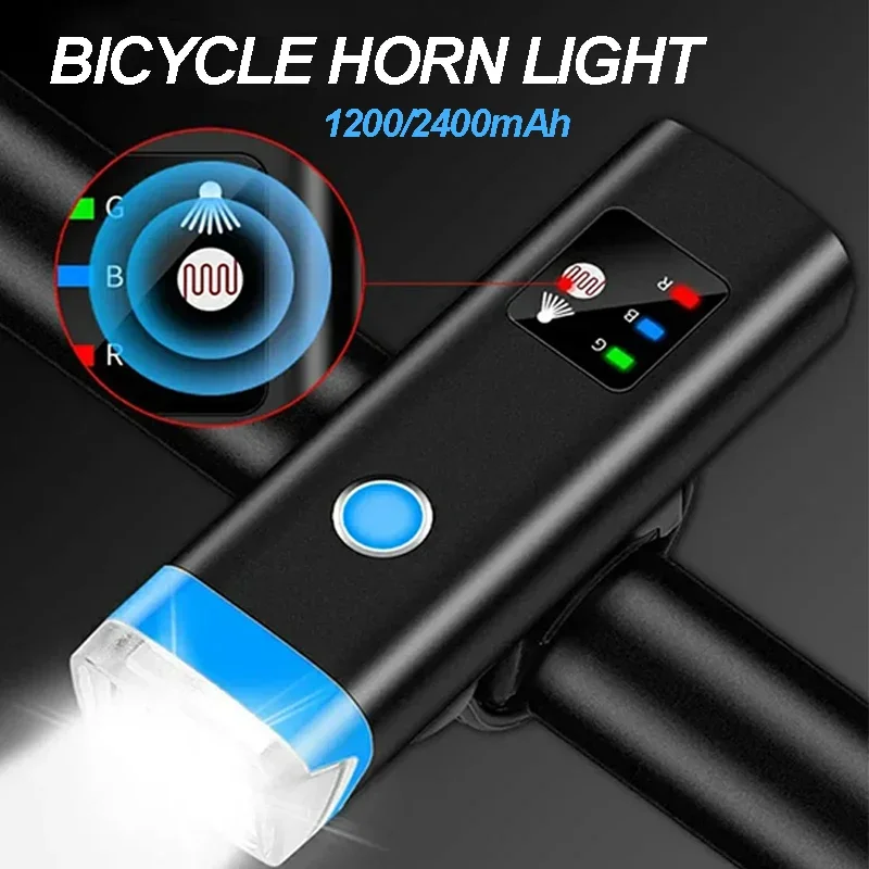 

Bicycle Horn Light Smart Sensing Bike Front Light 120dB USB Rechargeable MTB Flashlight Bicycle Headlight for Cycling Front Lamp