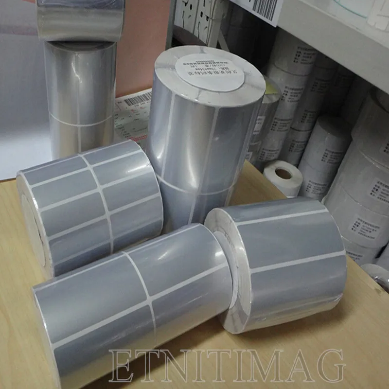 address label paper 40x10mmx2000 Sheet/Roll Thermal Transfer Silver PET label paper oilproof Waterproof sticky label paper