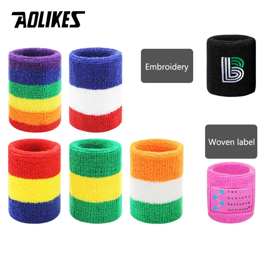 AOLIKES Wrist Sweatband Tennis Sport Wristband Volleyball Gym Elastic Wrist Brace Support Sweat Band Towel Bracelet Protector