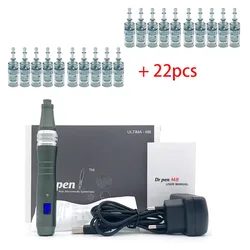 Dr. Pen-pluma de microagujas Ultima M8, inalámbrica, Derma Auto Pen, increíble Kit de herramientas para el cuidado de la piel para cara y cuerpo, 22 cartuchos
