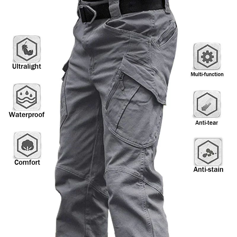 Pantalon cargo tactique 5XL grande taille - Randonnée pêche élastique poches imperméable résistant