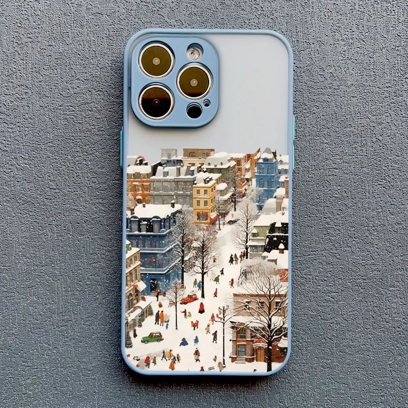 Die City Winter Street Snow Scene Handyhülle für iPhone 13 12 Mini 11 Pro Max 17 16 15 14 Pro Max Plus XR XS X Rückseitenabdeckungen – Detail 7