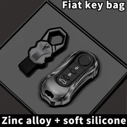 Luxury Car Key Cover and Keychain for Fiat, Lancia, and Citroen (B black)