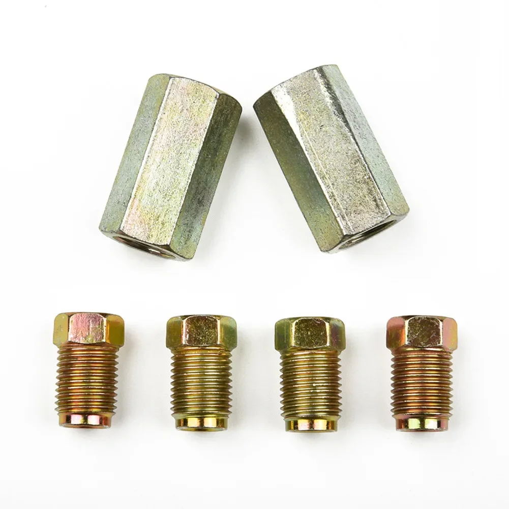 2PCS Brake Pipe 2 Qty 2 Way Female Connector With 4 M10 10mm Male Nut 3/16 " Union Brake Pipe Fittings Car Parts