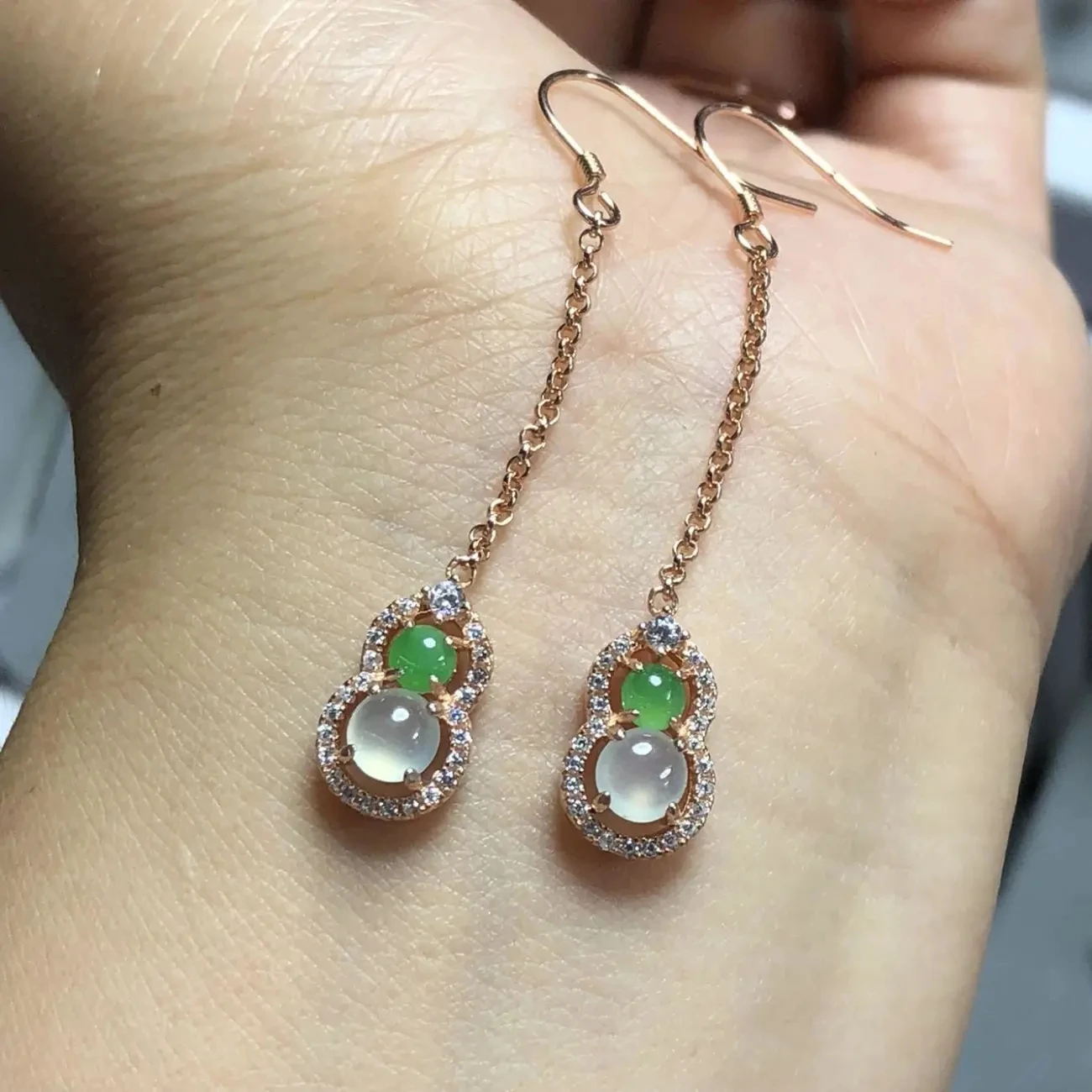 Natural Green Jade Emerald Lucky Fortune Dangly Earrings For Women Jewelry Gifts