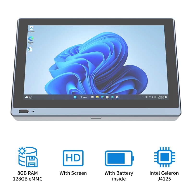 Tablette Mini PC Ordinateur Windows 11 5.5 Pouces Écran Tactile Intel J4125  8GB RAM 128GB eMMCOrdinateur industriel de Bluetooth de 5.0 de WIFI