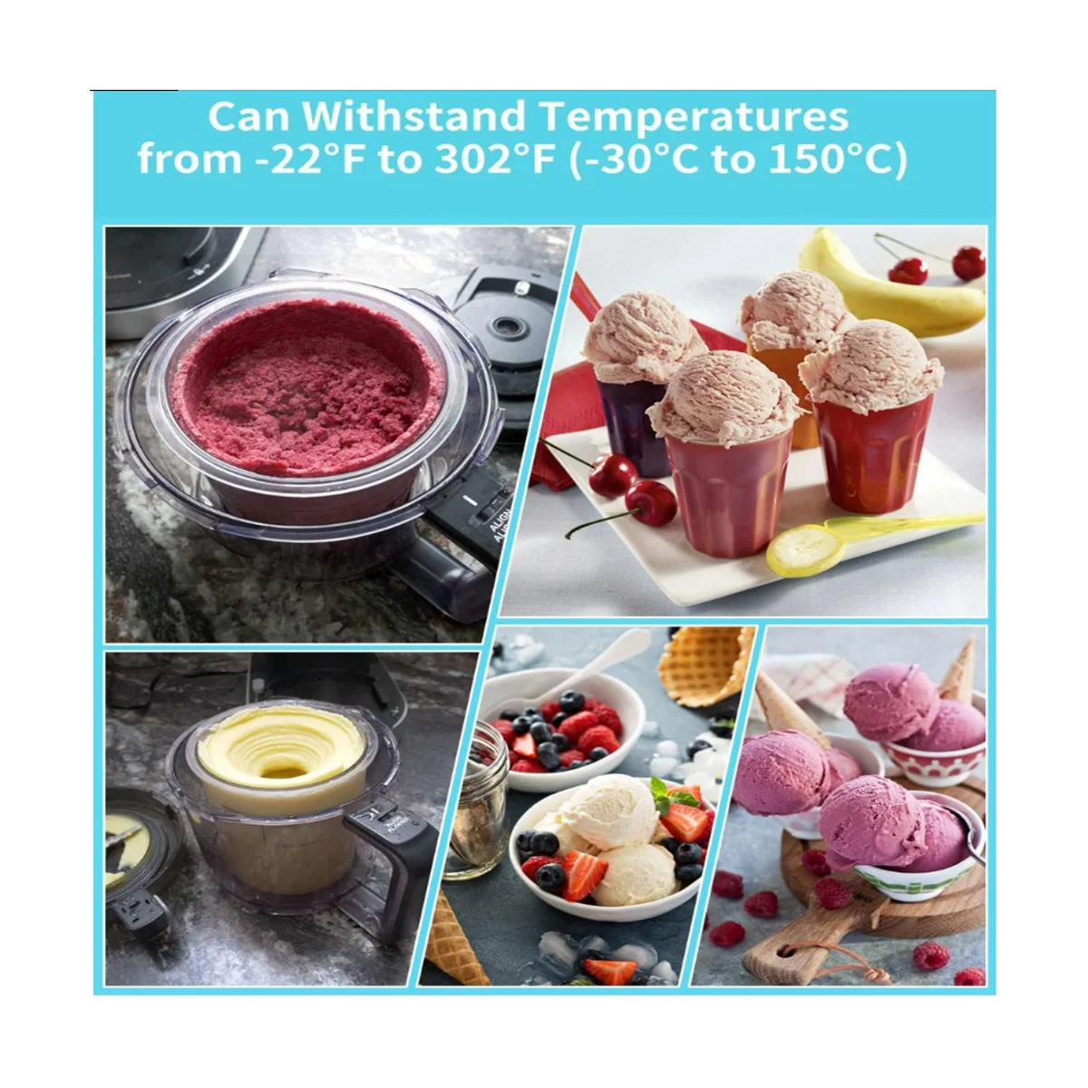 

4PCS Ice Cream Pints with Lids for Ninja NC299AMZ & NC300S Series Creami Ice Cream Makers for Ninja XSKPLID2CD-A