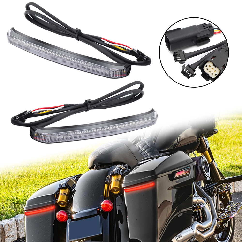 

1 Pair Motorcycle LED Saddlebag Turn Signal Running Light Brake Flowing For Harley Touring Electra Glide Road Glide CVO 14-22