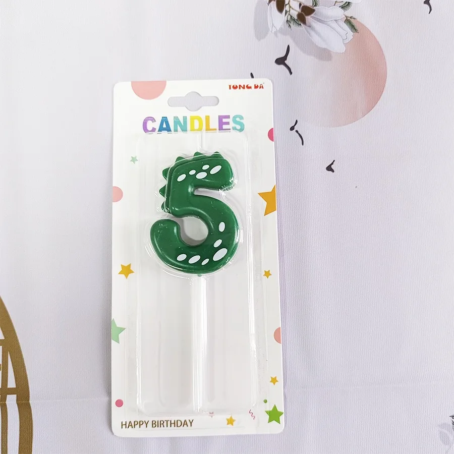 Green Dinosaur Numbers 0-9 Happy Birthday Cake Candle Children Prince Party Cartoon Dinosaur Cute Candle Decoration