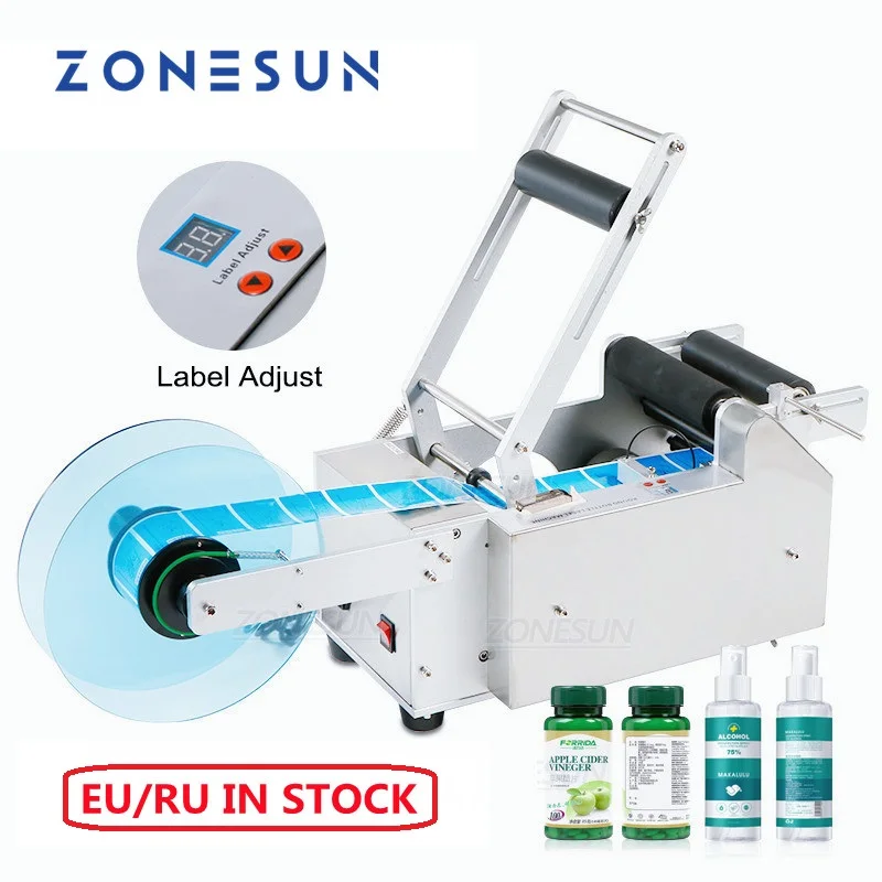 ZONESUN LT-50 Semi automatic Round Glass Juice PET Bottle Labeling Machine Sticker Machine Label Dispenser machinery