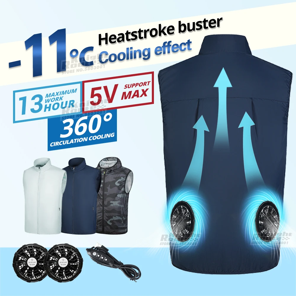 Motorcycle Jacket Motorcycle Clothing Cooling Vest Moto Jackets Wearable Cooling Fan Vest Air-conditioned Clothes Hiking 13Hours for Work Fishing