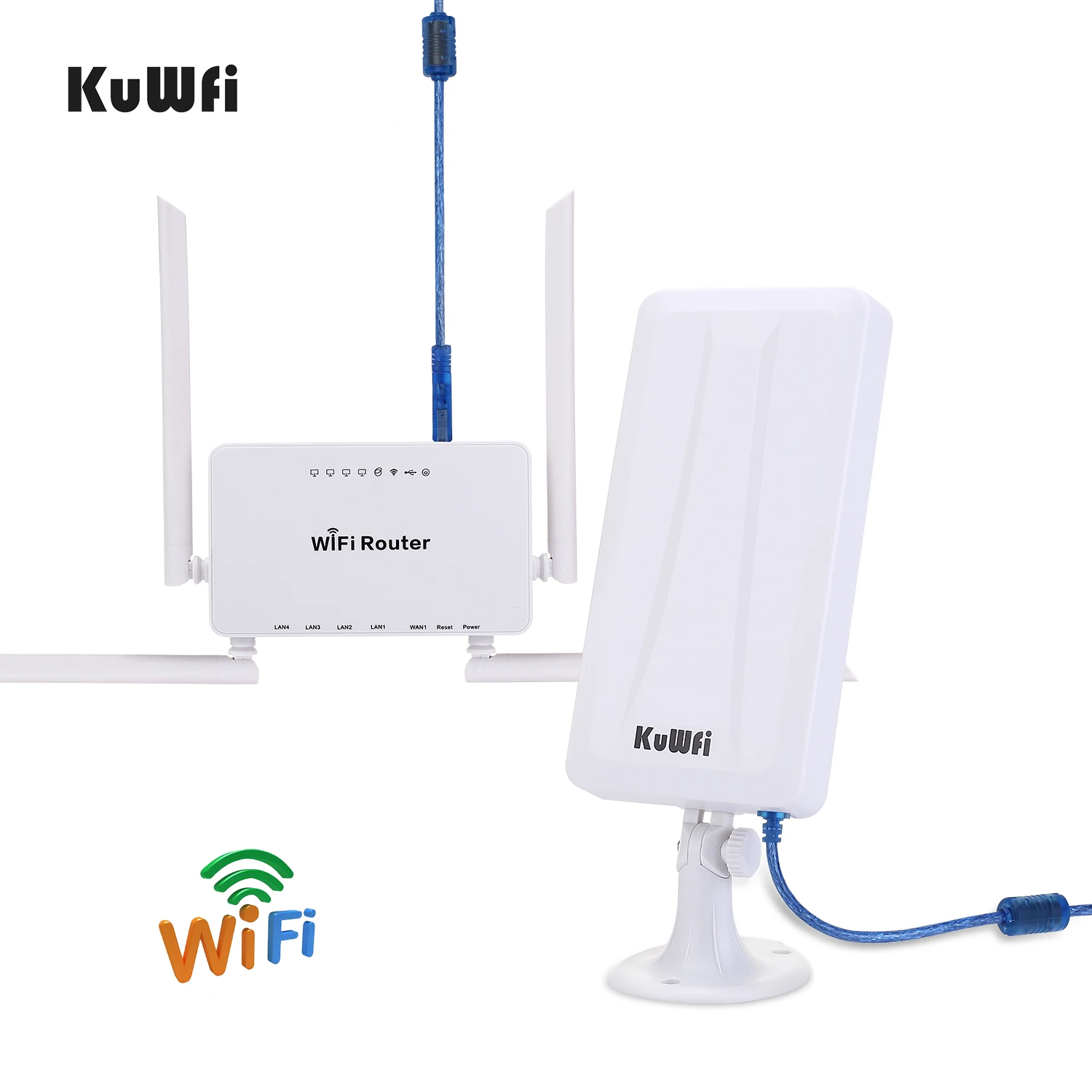 Kuwfi-roteador sem Fio com Alto Ganho Adaptador Usb Wifi Usb Estender Sinal Receptor de Alta Potência Compartilhar 32 Usuários 300mbps - Imagem 2