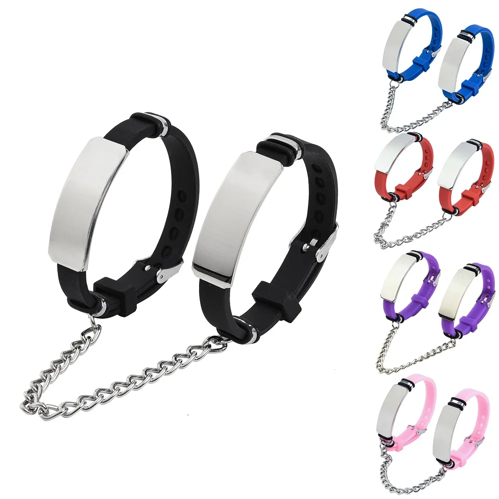 Silikon Einstellbare Handschellen Bondage Mit Kette Set Schloss Zurückhaltung Handgelenk Manschetten Slave Bondage Erwachsene Spiel Erotische Sex Spielzeug Paar 1