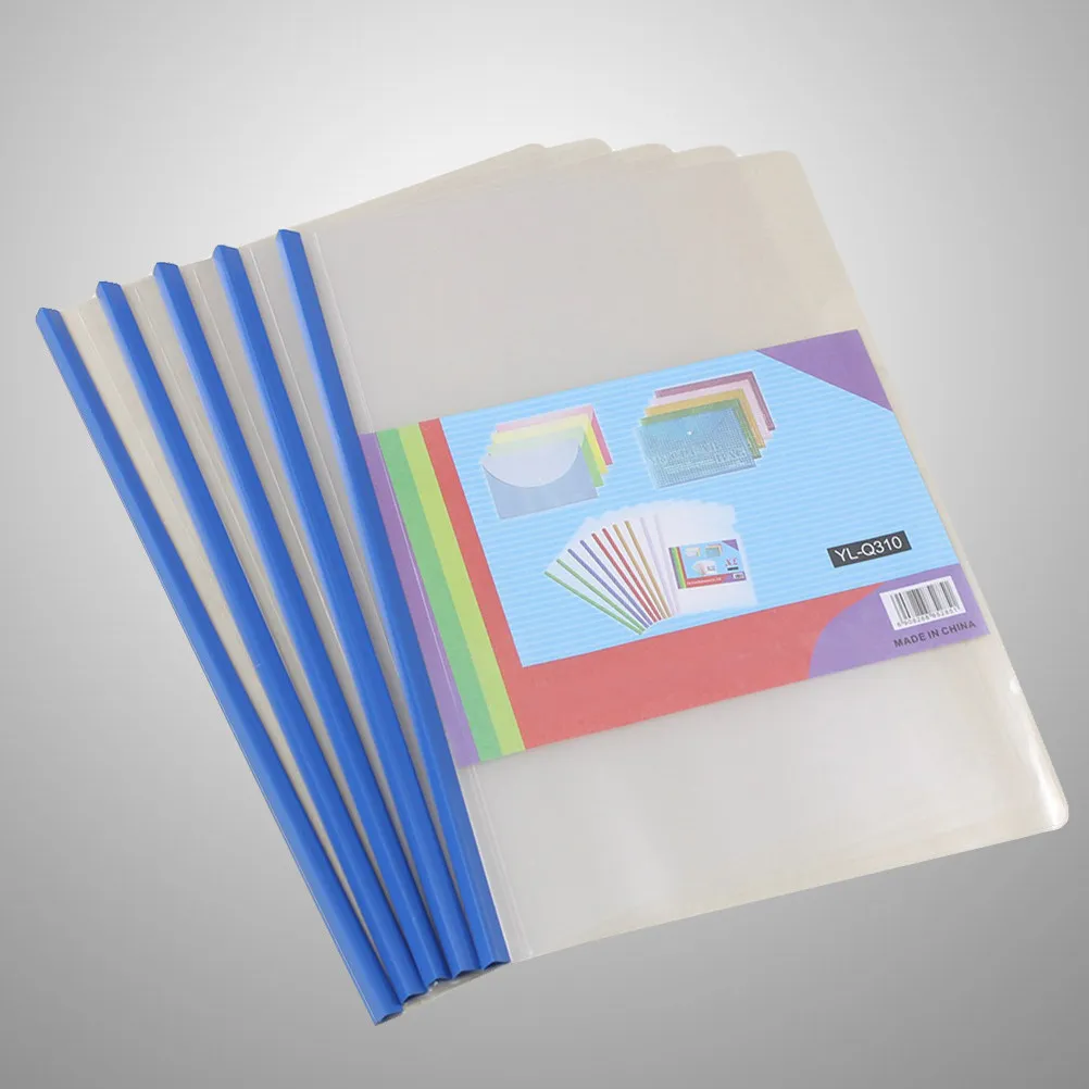 10Pcs 투명 플라스틱 보고서 폴더 슬라이딩 바 홀더 A4 파일 주최자 디스플레이 커버 바인더 용지 문서 테스트