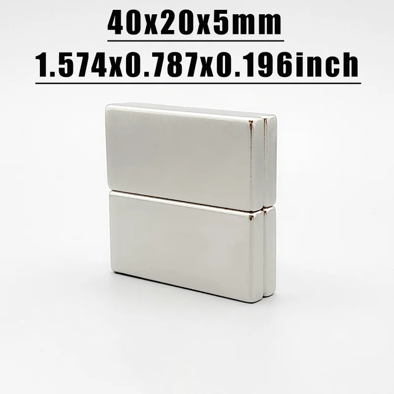 1/2/5/10/15PCS 40x20x5mm Quadrate Rare Earth Neodymium Magnet N35 Block Strong Powerful Magnets 40x20x5 Permanent Magnet 40*20*5