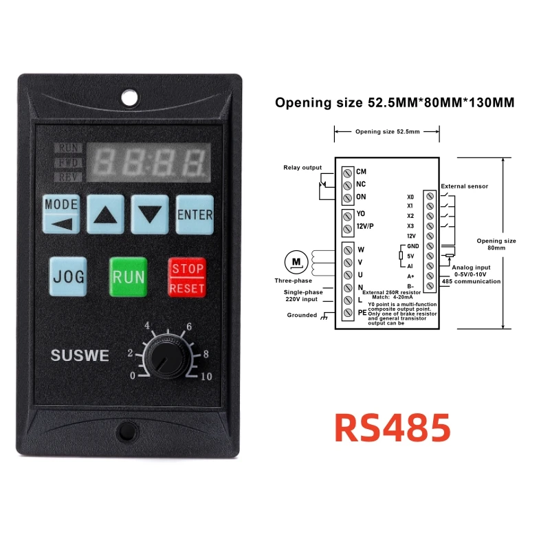 400W 750W frequency converter add RS485 three-phase motor driver MCU T13-400W-12-H single phase input