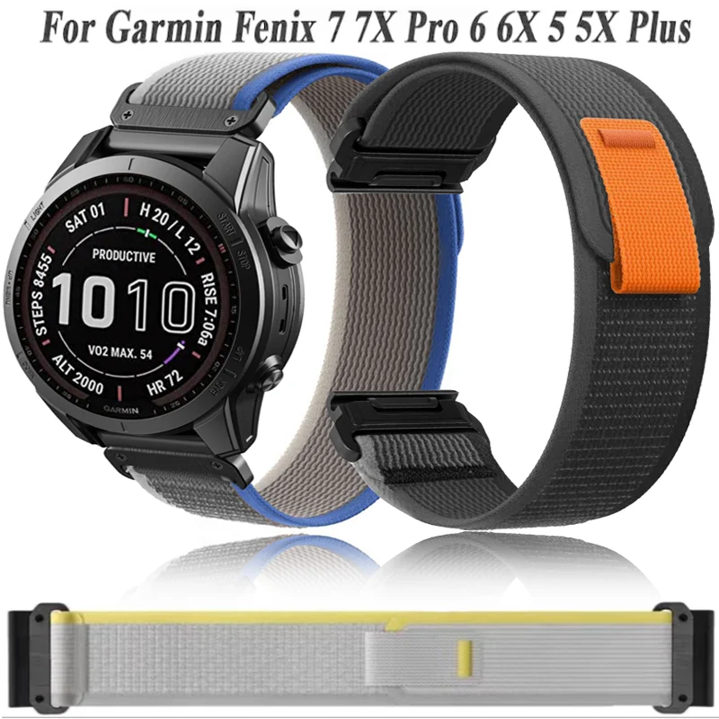 

26 22mm QuickFit Watchband For Garmin Fenix 7X 7 Pro 6X Pro 5X Plus Nylon Wristband For Epix 2 Descent MK2 MK1 955 Watch Strap