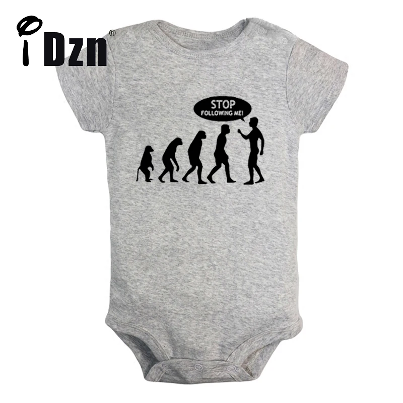 

iDzn NEW Stop Following Me Cute Baby Fun Evolving Print Rompers Boys Girls Bodysuit Infant Short Sleeves Jumpsuit Kids Clothes