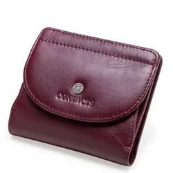 Elegant Genuine Leather Wallet and Clutch - Luxurious Retro Design with Large Capacity (Wine Red)