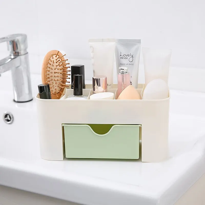 Makeup Storage Box Jewelry Cosmetics Drawer Style Plastic Office Desktop Dressing Table Lipstick Sorting Shelf