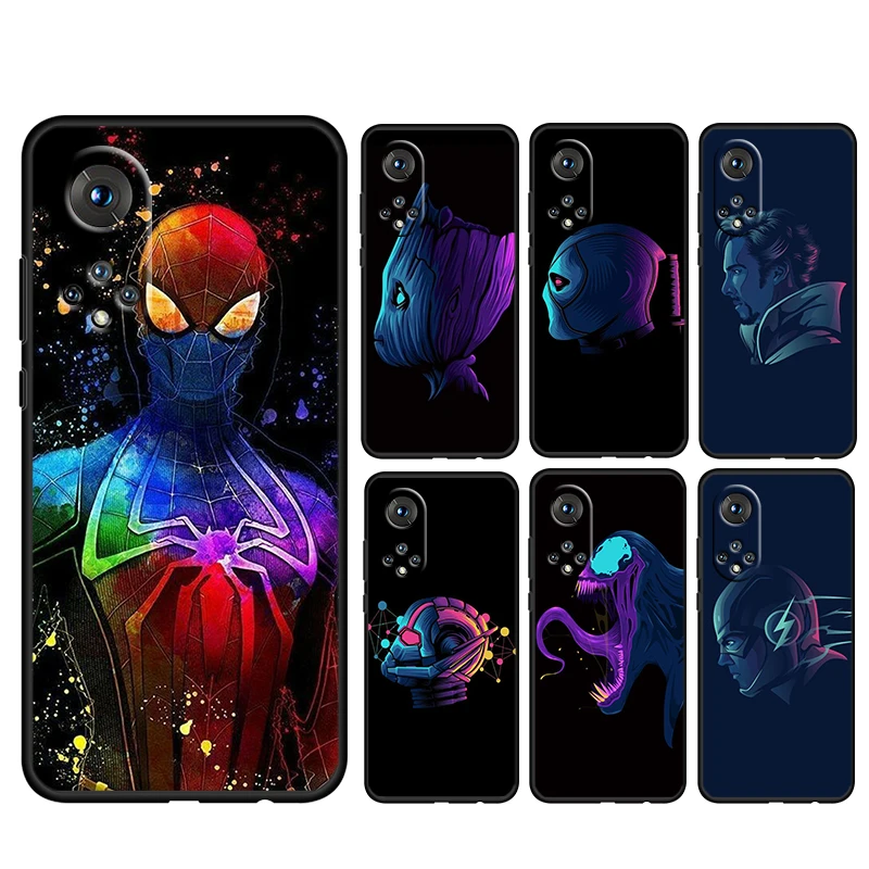 

Avengers Spiderman Cool For Honor 60 50 30 20 20S 10 9 9X 9A 8A Pro Plus Lite 4G 5G Soft Silicone Black Phone Case