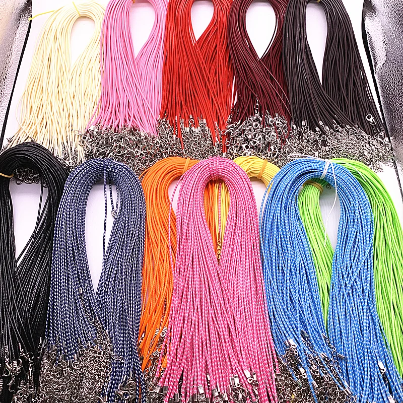 Nylon Rope 10pcs 1.5mm Nylon Tarpaulin Waxed Cord Lobster Clasp Rope Braided Adjustable Rope for Jewelry Making DIY Necklace Bracelets