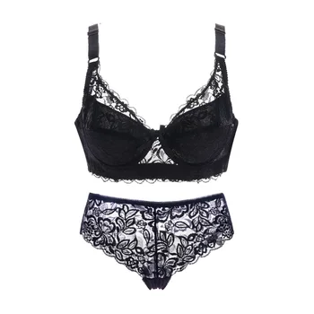 Sexy Lace Thin Panty and Briefs Plus Size Women's Bralette Set Push Up Brassiere Set Girl Top BH Lingerie Sets Push Up Intimates 3