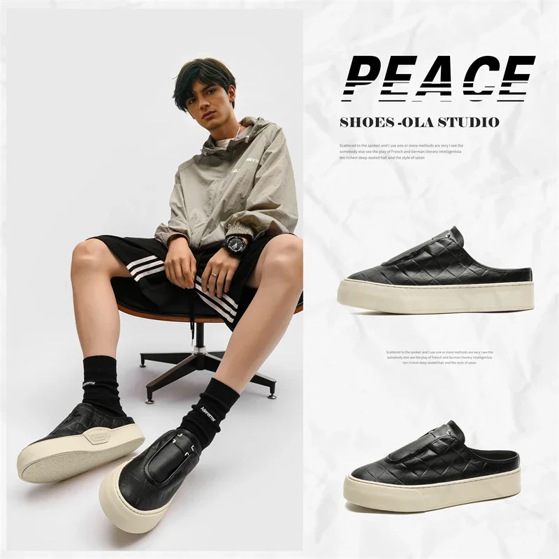 Men Casual Shoes Loafers Sports Platform Slip On Skateboard Comfortable Outdoor Slippers Leather Mules Shoes Boat Clogs