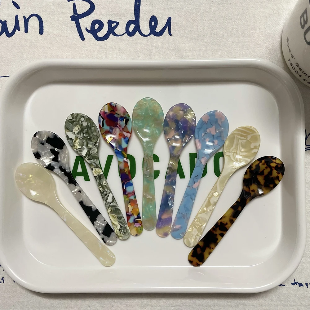 Description Picture 5 of item11CM Colorful Acrylic Ice Spoon Cream Coffee Caviar Spoon Stirring Spoons Dessert Spoon Teaspoon Crafts Kitchen Tool Tableware